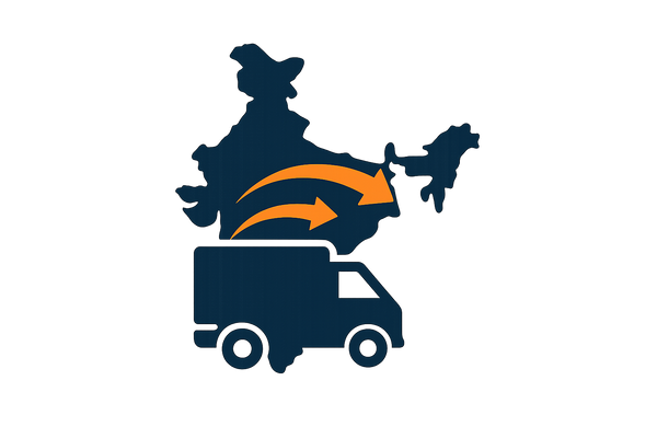 Pan India delivery professional icon, transparent background, no text